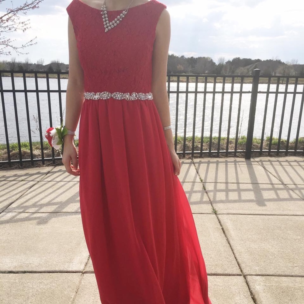 Red Prom Dress w/ Gem Detailing